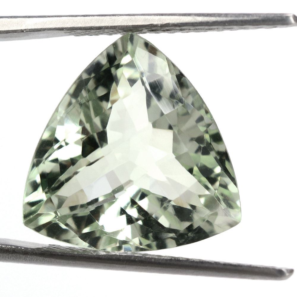 GREEN AMETHYST CHECKER CUT TRILLION 16MM 12.47 Cts.