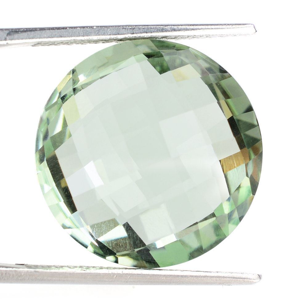 GREEN AMETHYST BRIOLETTE ROUND 18MM 17.68 Cts.