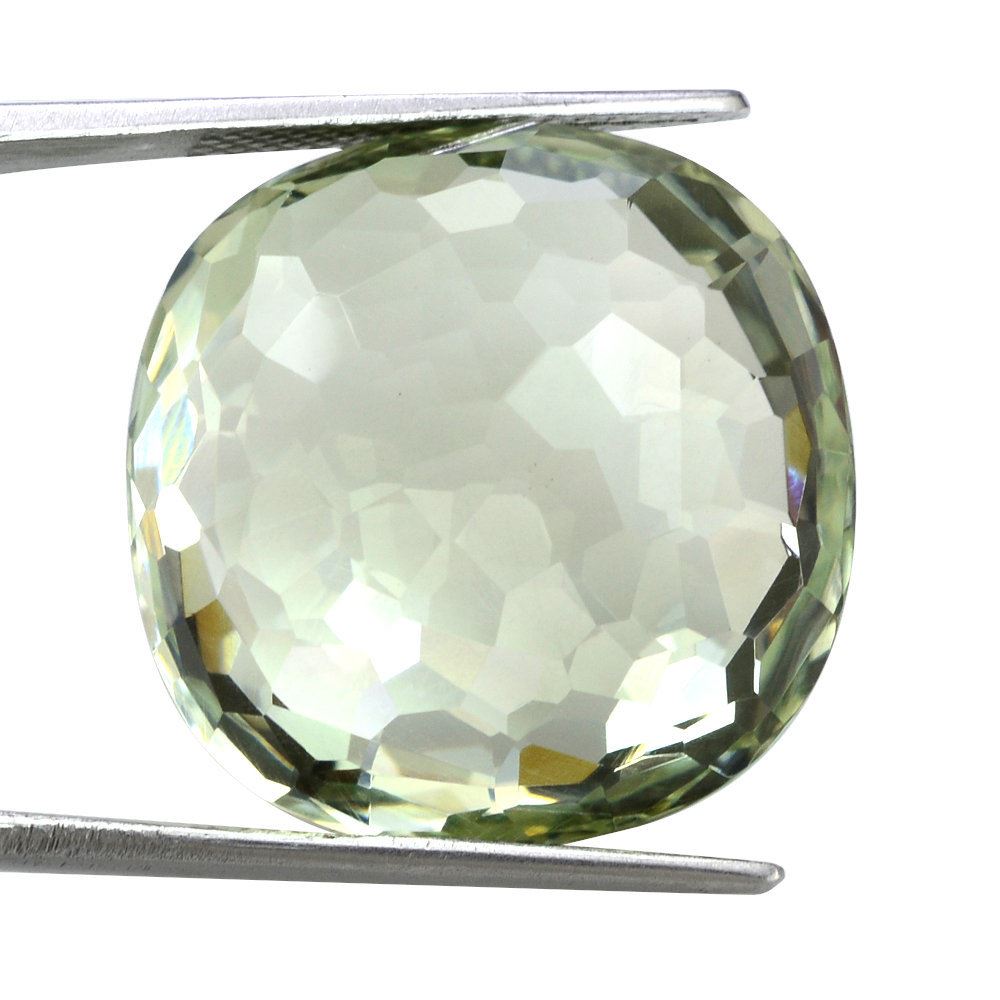GREEN AMETHYST IRREGULAR CUT BRIOLETTE CUSHION 23MM 44.90 Cts.