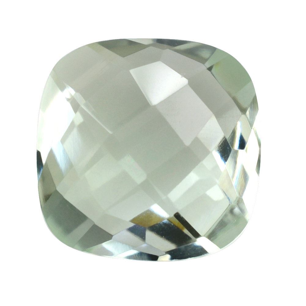 GREEN AMETHYST BRIOLETTE CUSHION 10MM 3.73 Cts.