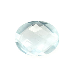 GREEN AQUAMARINE CHECKER CUT BRIOLETTE OVAL (HI/TRANSLUCENT) 10X8MM 2.10 Cts.
