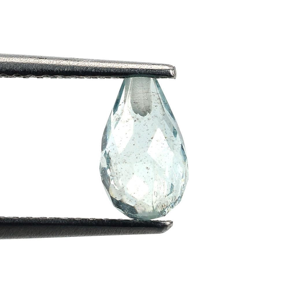 GREEN AQUAMARINE FACETED DROPS (HALF DRILL) (HI) 8X5MM 1.33 Cts.