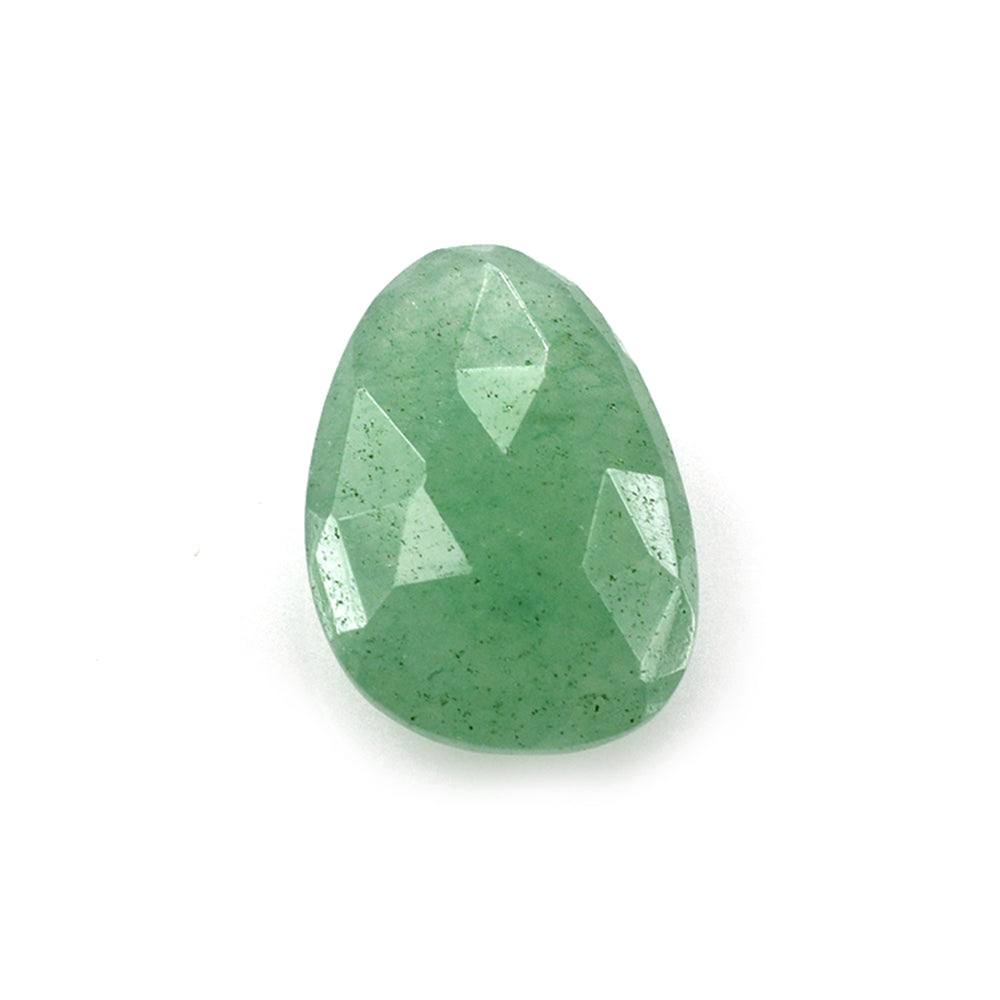 GREEN AVENTURINE QUARTZ ROSE CUT BRIOLETTE IRREGULAR PEARISH (MEDIUM) 14X10MM 5.42 Cts.