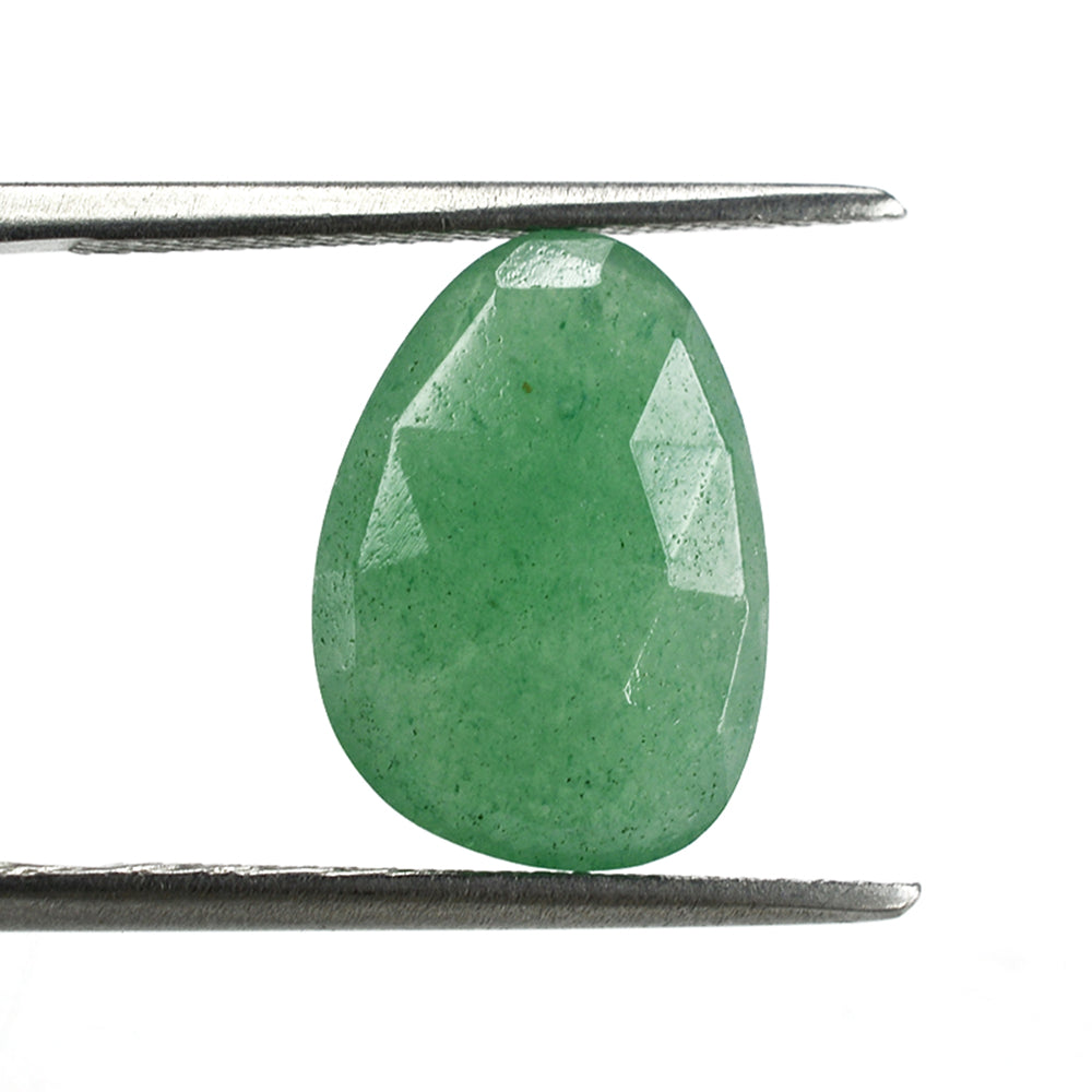 GREEN AVENTURINE QUARTZ ROSE CUT BRIOLETTE IRREGULAR PEARISH (MEDIUM) 14X10MM 5.42 Cts.