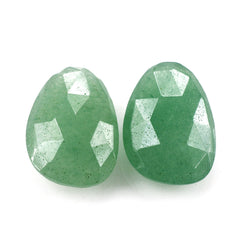 GREEN AVENTURINE QUARTZ ROSE CUT BRIOLETTE IRREGULAR PEARISH (MEDIUM) 14X10MM 5.42 Cts.