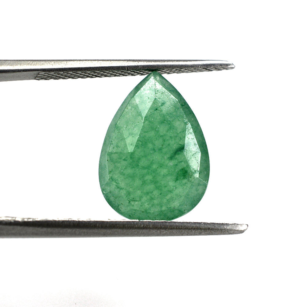 GREEN AVENTURINE QUARTZ ROSE CUT BRIOLETTE PEAR (MEDIUM) 14X10MM 4.55 Cts.