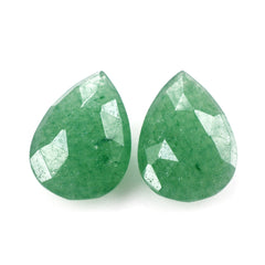 GREEN AVENTURINE QUARTZ ROSE CUT BRIOLETTE PEAR (MEDIUM) 14X10MM 4.55 Cts.