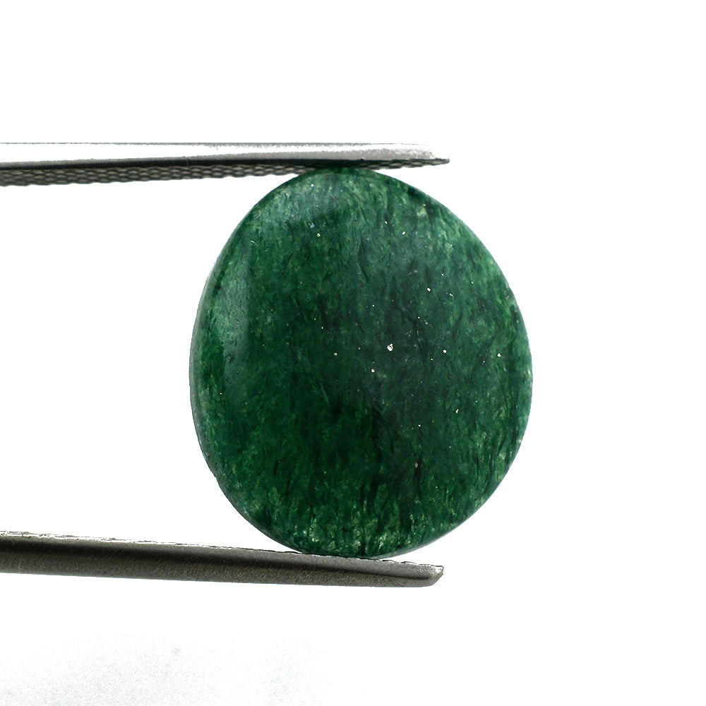 GREEN AVENTURINE QUARTZ IRREGULAR OVAL CAB (DARK) 16X14MM 7.73 Cts.