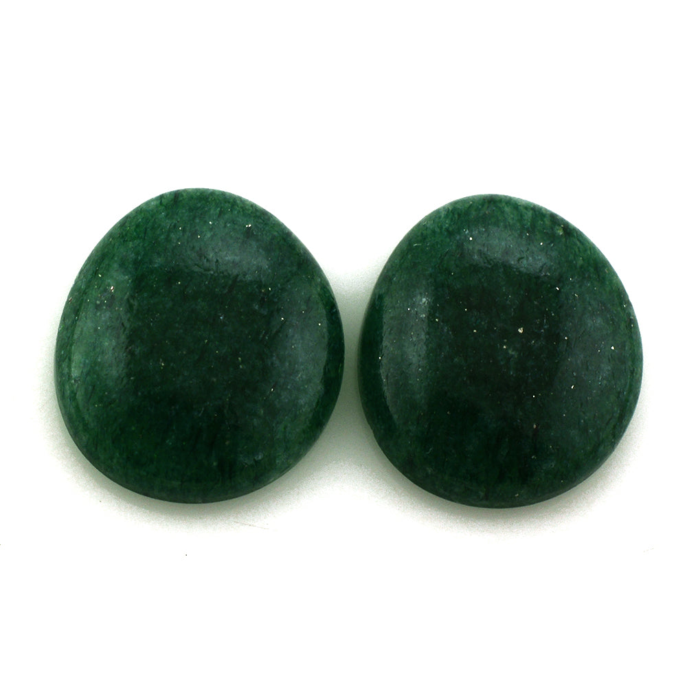 GREEN AVENTURINE QUARTZ IRREGULAR OVAL CAB (DARK) 16X14MM 7.73 Cts.