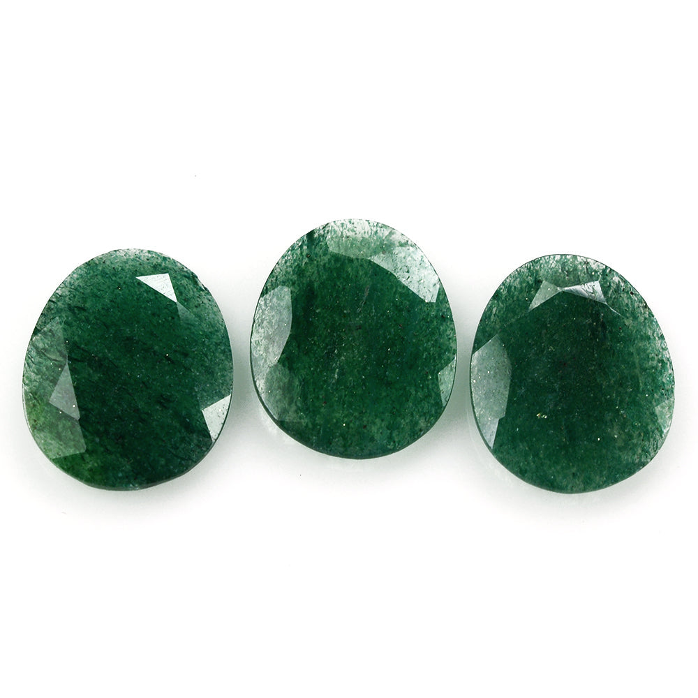 GREEN AVENTURINE QUARTZ BOTH SIDE TABLE CUT IRREGULAR OVAL (DARK) 15X12MM 3.71 Cts.