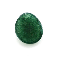 GREEN AVENTURINE QUARTZ IRREGULAR OVAL CAB (DARK) 12X10MM 3.20 Cts.