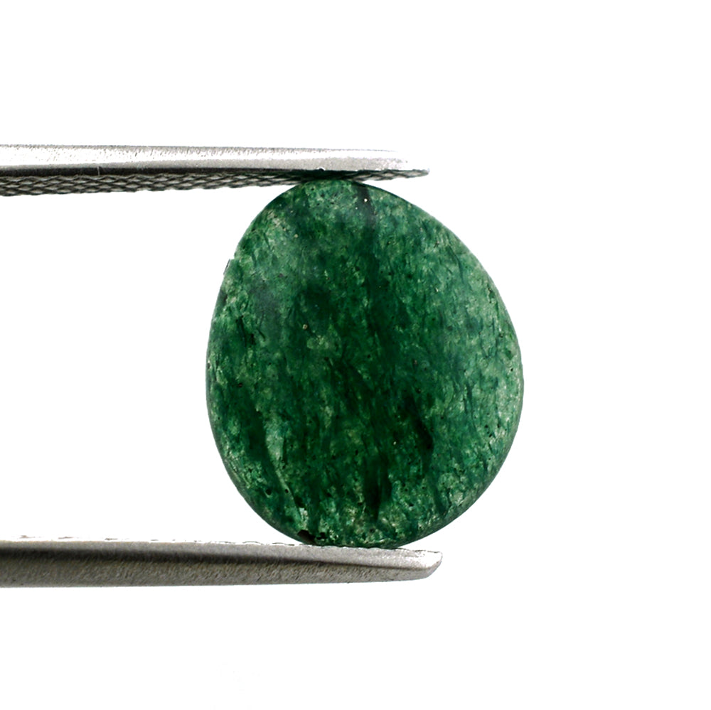 GREEN AVENTURINE QUARTZ IRREGULAR OVAL CAB (DARK) 12X10MM 3.20 Cts.