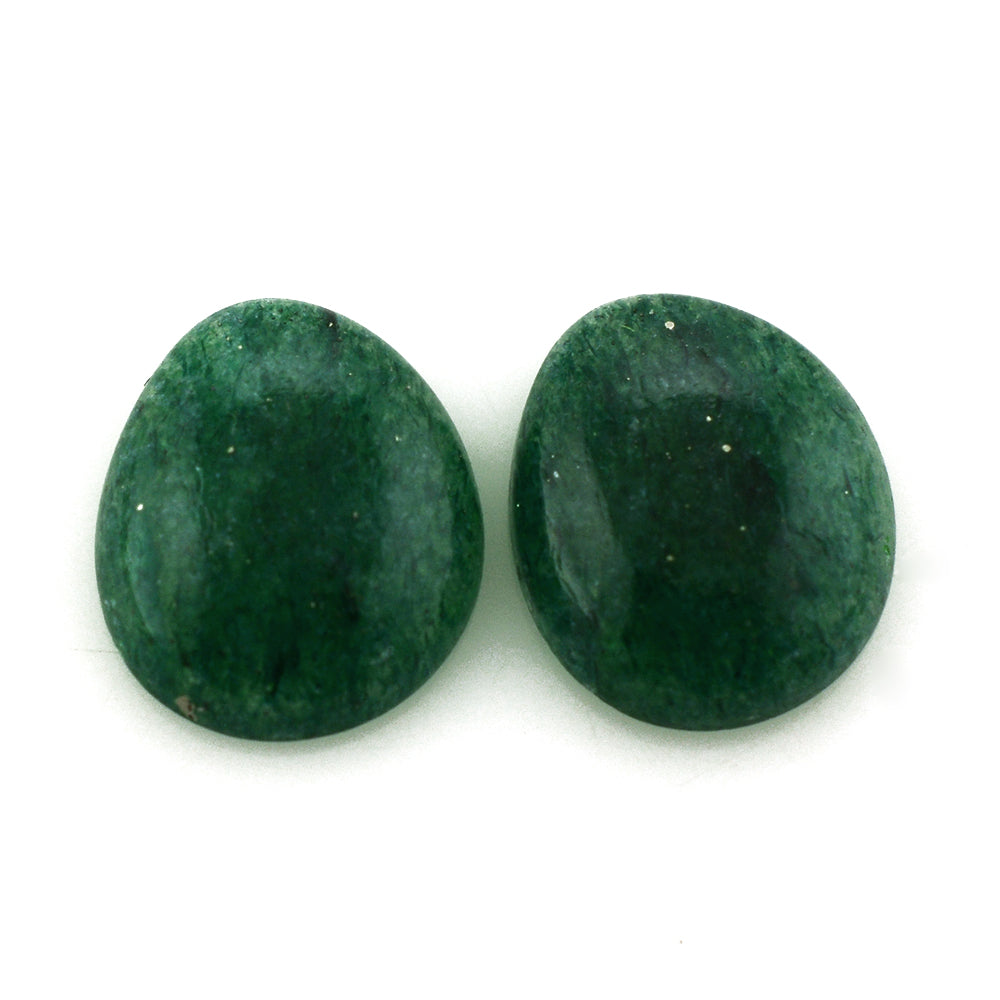 GREEN AVENTURINE QUARTZ IRREGULAR OVAL CAB (DARK) 12X10MM 3.20 Cts.