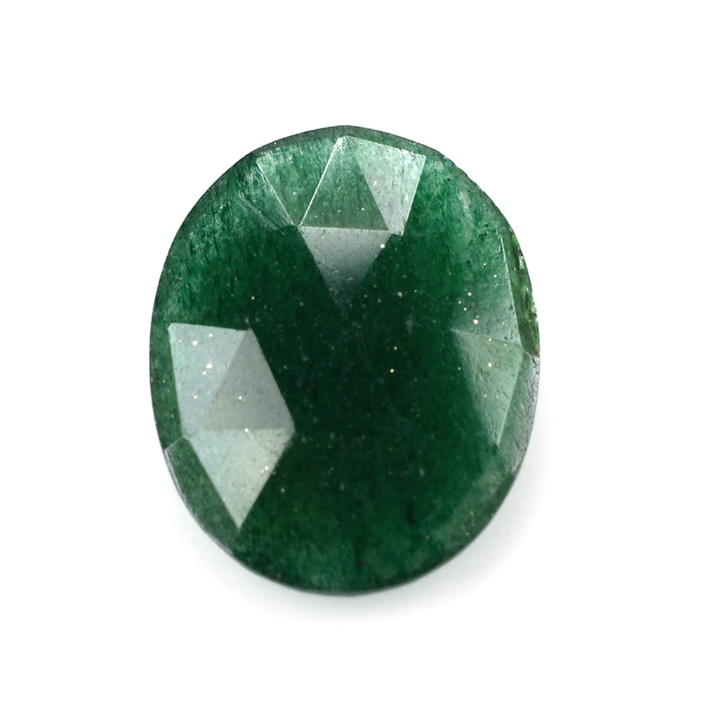 MICA GREEN AVENTURINE QUARTZ ROSE CUT BRIOLETTE OVAL (DARK) 19X15MM 9.55 Cts.