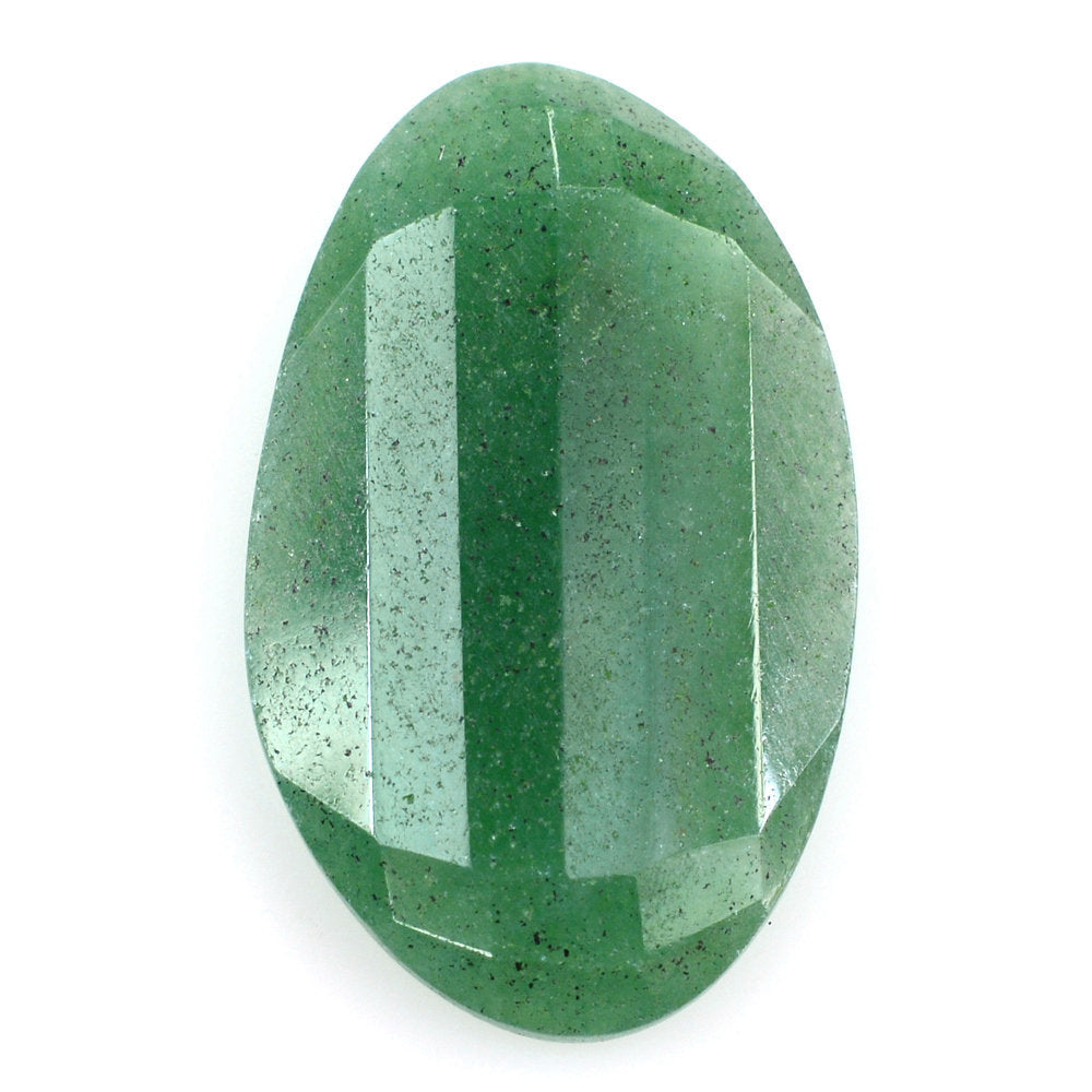 GREEN AVENTURINE STEP CUT BACK IRREGULAR OVAL (MEDIUM) 23X14MM 9.12 Cts.