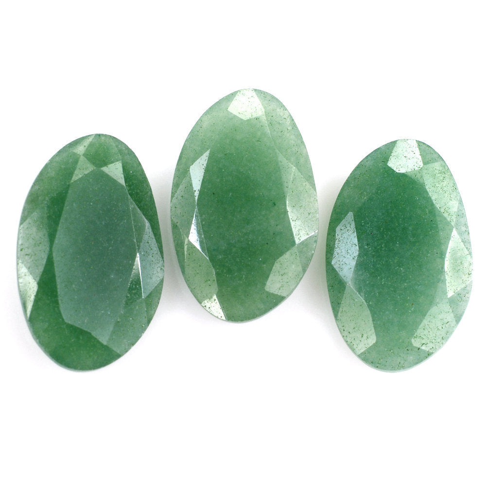 GREEN AVENTURINE STEP CUT BACK IRREGULAR OVAL (MEDIUM) 23X14MM 9.12 Cts.