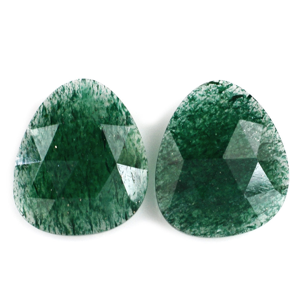 GREEN AVENTURINE ROSE CUT BRIOLETTE IRREGULAR TRILLIONISH 13X11MM 3.05 Cts.