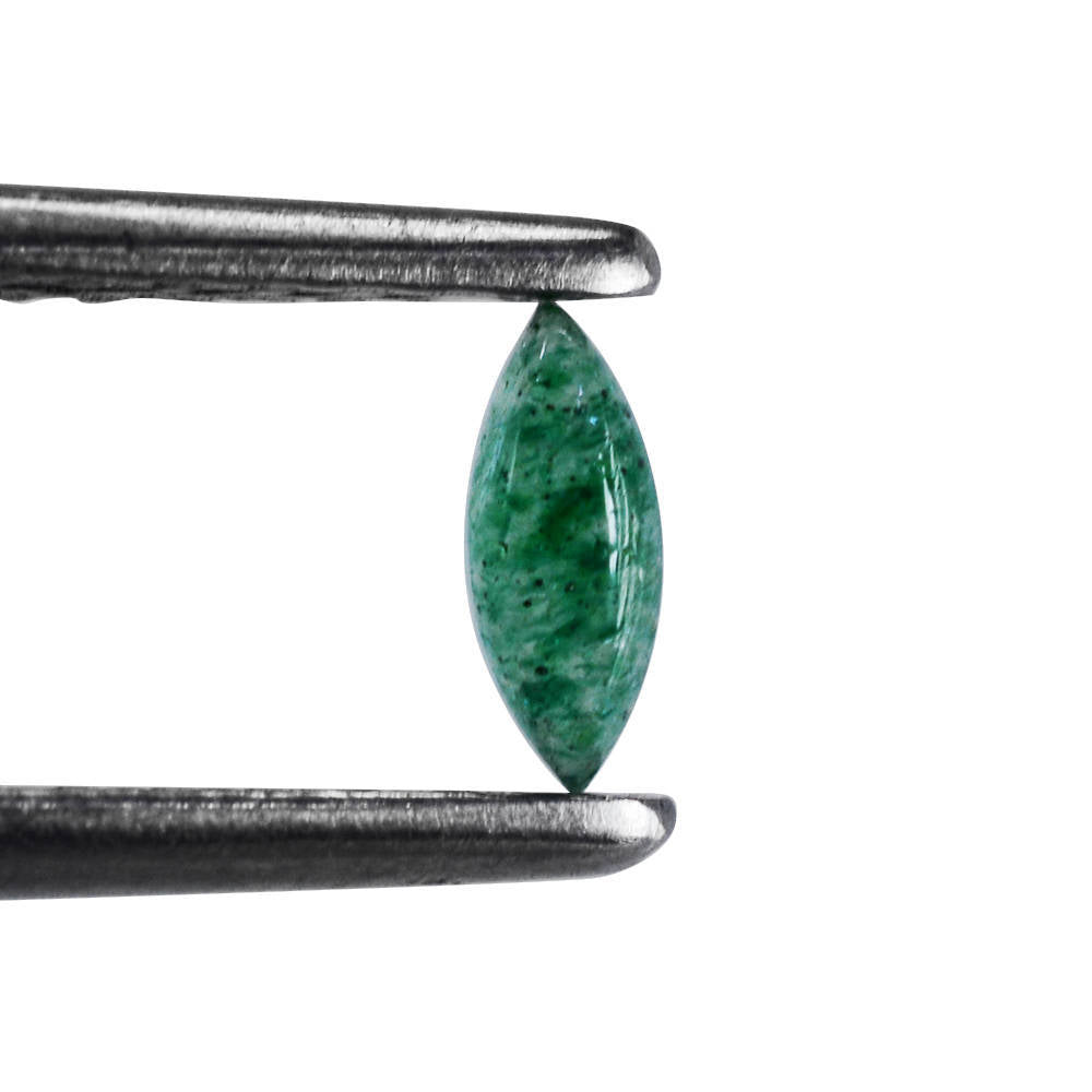 GREEN AVENTURINE QUARTZ MARQUISE CAB (WITH FROSTED BOTTOM) (DARK) 5.70X2.20MM 0.21 Cts.