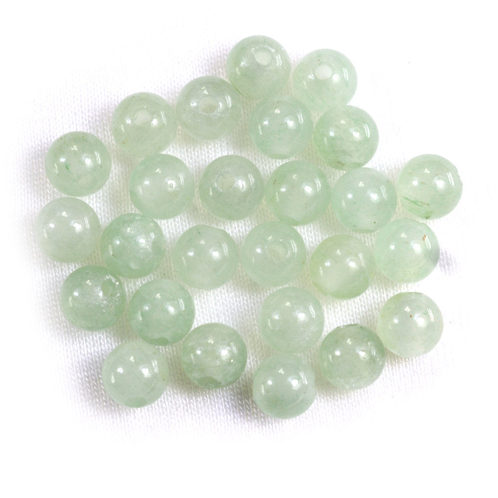 GREEN AVENTURINE PLAIN ROUND BALLS (FULL DRILL 1.50MM) (LITE) 6MM 1.47 Cts.