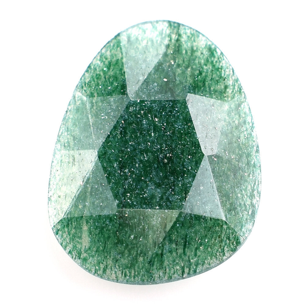 GREEN AVENTURINE ROSE CUT BRIOLETTE IRREGULAR PEARISH 20X15MM 7.55 Cts.