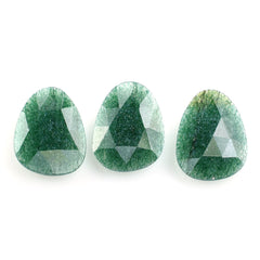 GREEN AVENTURINE ROSE CUT BRIOLETTE IRREGULAR PEARISH 20X15MM 7.55 Cts.