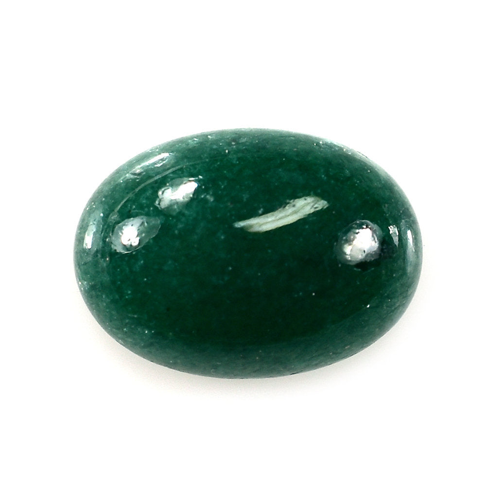 GREEN AVENTURINE PLAIN OVAL CAB (DARK) 14X10MM 5.90 Cts.