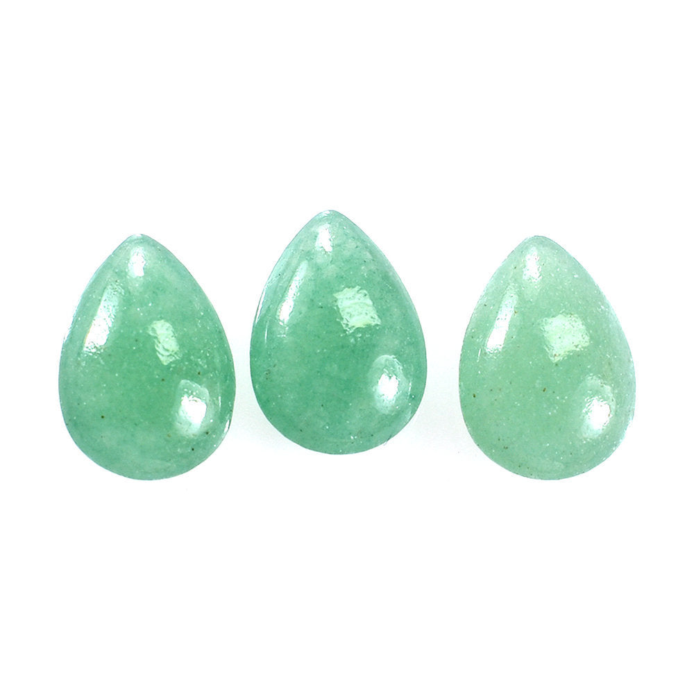 GREEN AVENTURINE PLAIN LENTIL PEAR (MEDIUM) 10X7MM 1.70 Cts.