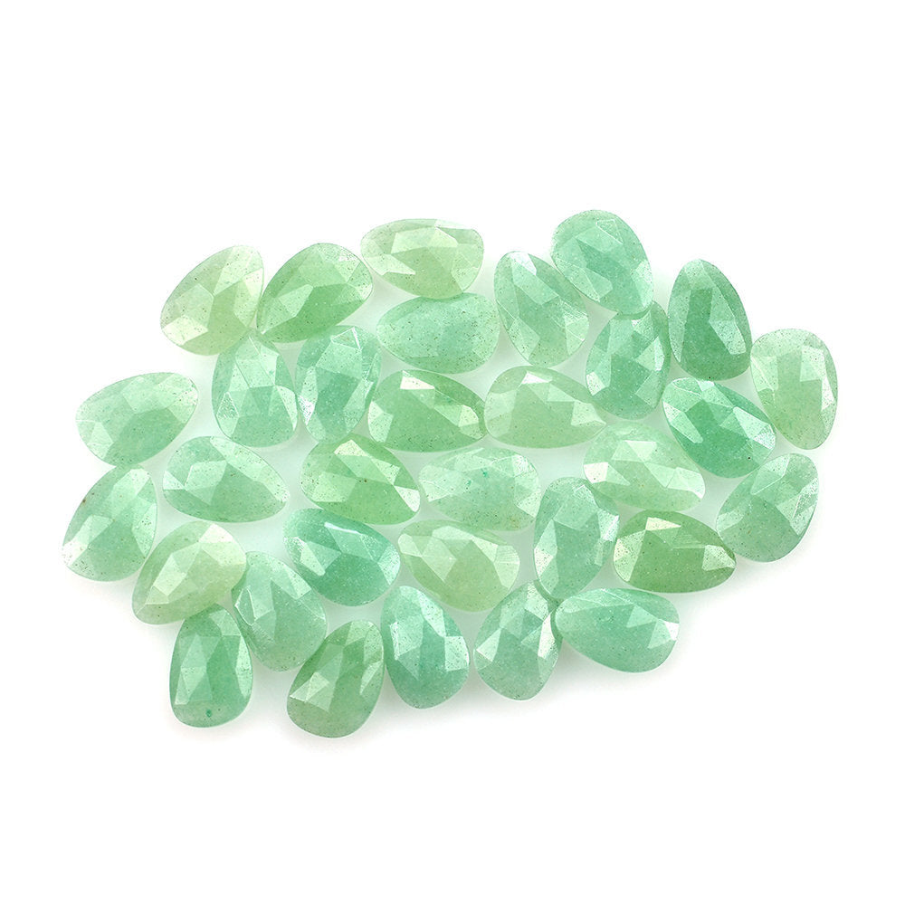 GREEN AVENTURINE ROSE CUT BRIOLETTE PEARISH (LIGHT) 12X8MM 2.12 Cts.