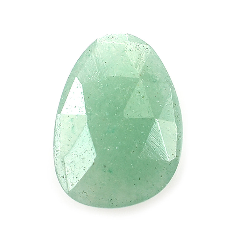 GREEN AVENTURINE ROSE CUT BRIOLETTE PEARISH (MEDIUM) 14X10MM 3.69 Cts.