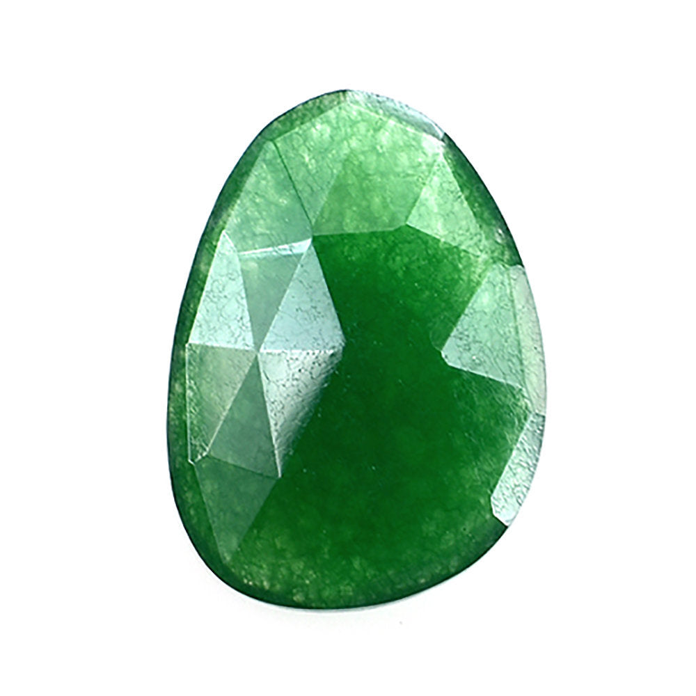 GREEN AVENTURINE ROSE CUT BRIOLETTE PEARISH (DARK) 14X10MM 3.58 Cts.