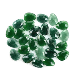 GREEN AVENTURINE ROSE CUT BRIOLETTE PEARISH (DARK) 14X10MM 3.58 Cts.