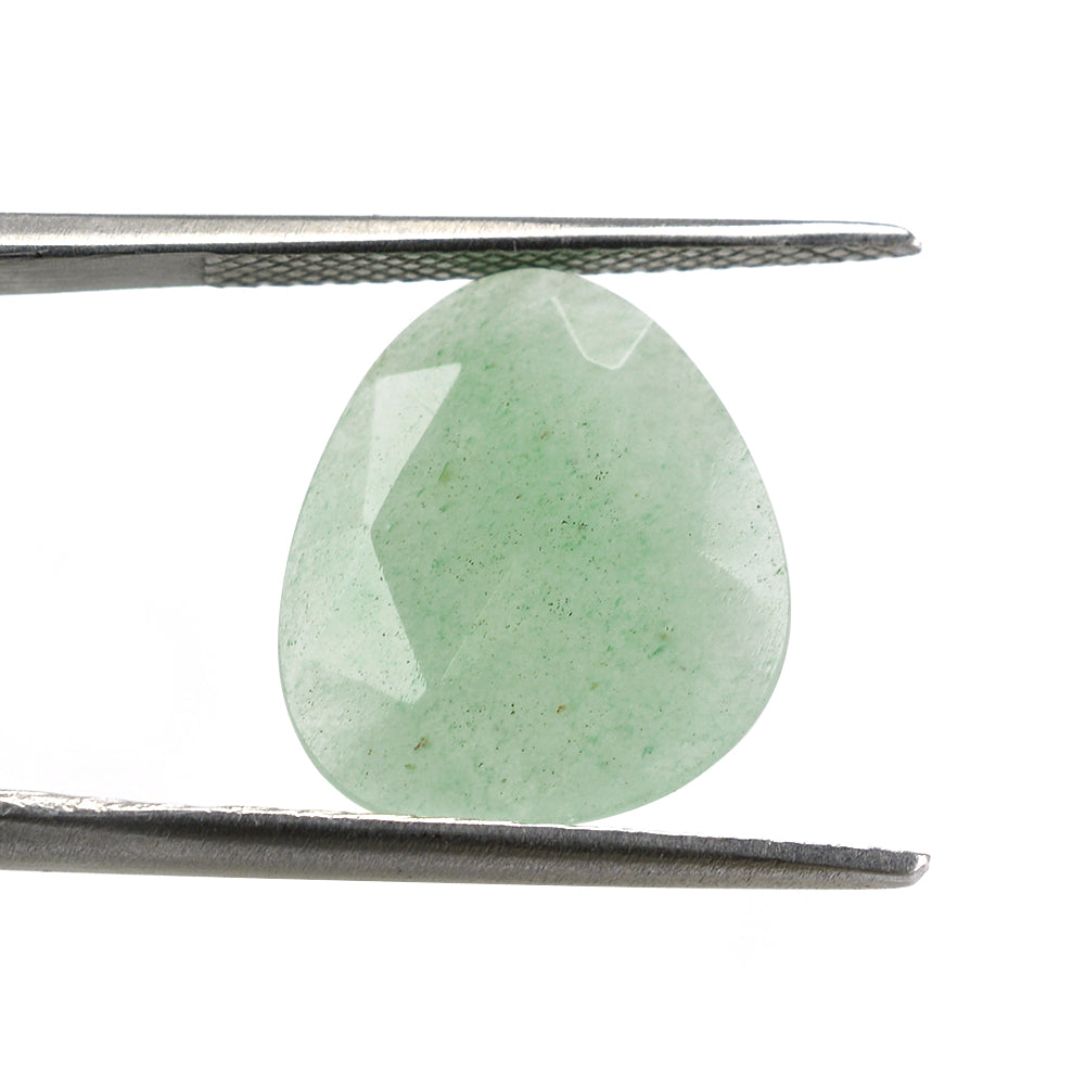 GREEN AVENTURINE QUARTZ ROSE CUT BRIOLETTE IRREGULAR TRILLION (LITE) 15X13MM 4.76 Cts.