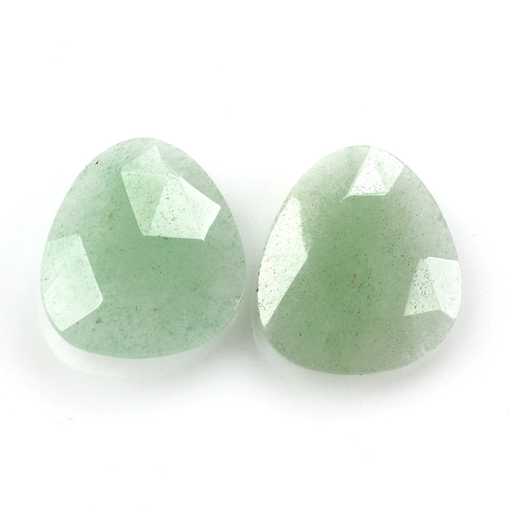 GREEN AVENTURINE QUARTZ ROSE CUT BRIOLETTE IRREGULAR TRILLION (LITE) 15X13MM 4.76 Cts.