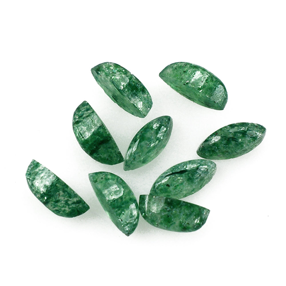 GREEN AVENTURINE QUARTZ MARQUISE CAB WITH FROSTED BOTTOM (DARK) 5.50X2.50MM 0.22 Cts.