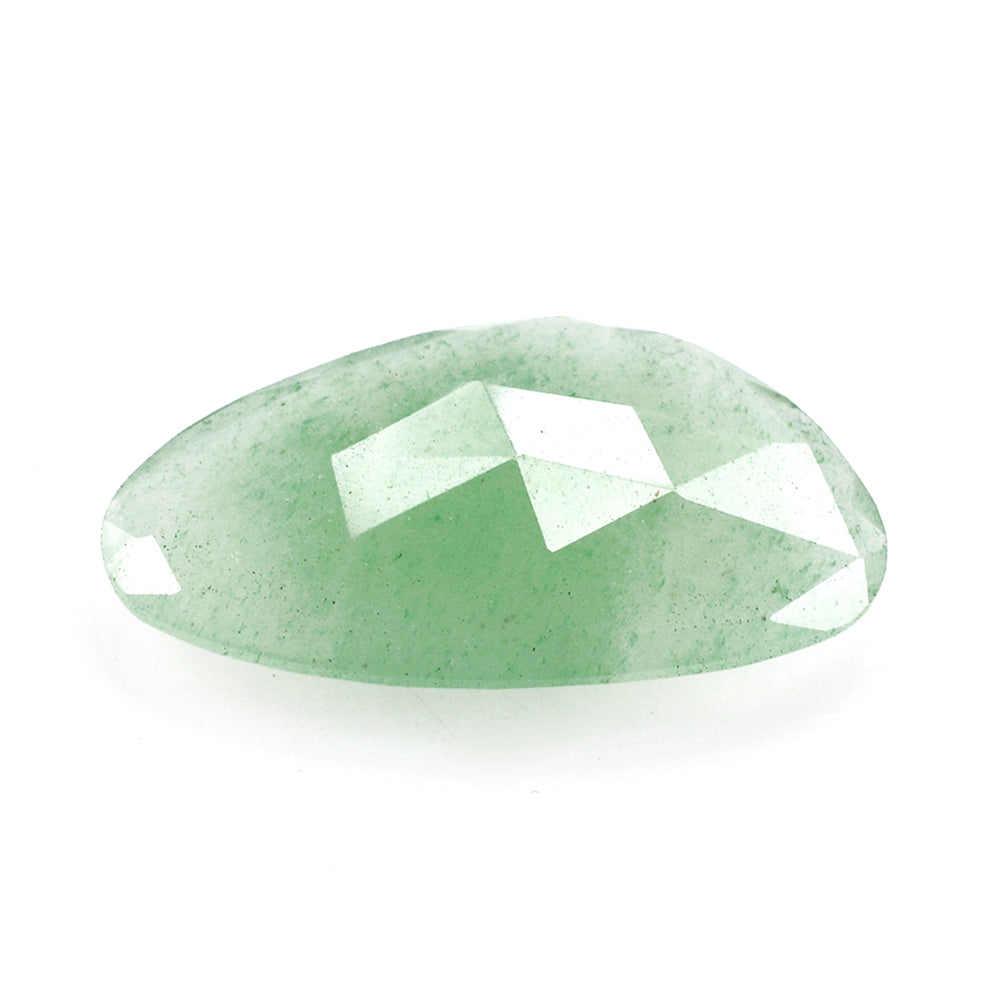 GREEN AVENTURINE QUARTZ ROSE CUT BRIOLETTE IRREGULAR PEARISH (LITE) 25X14MM 9.32 Cts.