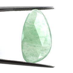 GREEN AVENTURINE QUARTZ ROSE CUT BRIOLETTE IRREGULAR PEARISH (LITE) 25X14MM 9.32 Cts.