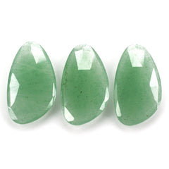 GREEN AVENTURINE QUARTZ ROSE CUT BRIOLETTE IRREGULAR PEARISH (LITE) 25X14MM 9.32 Cts.