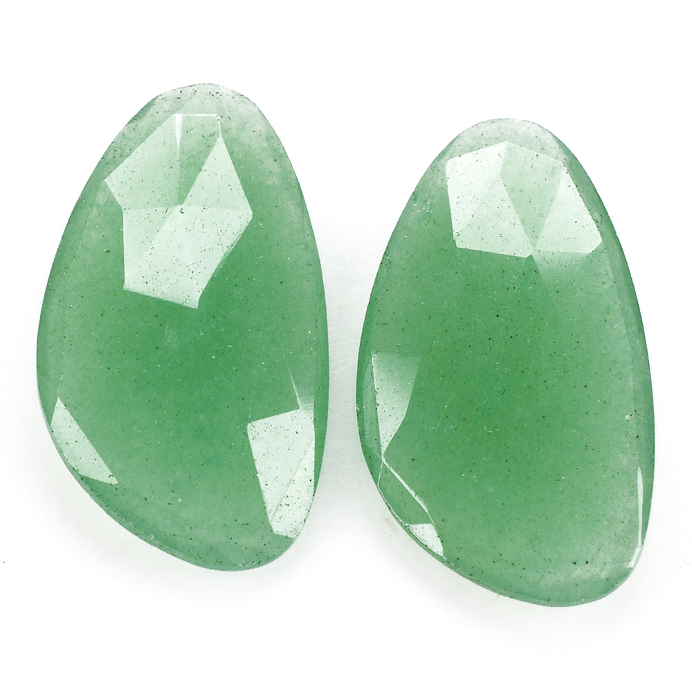 GREEN AVENTURINE QUARTZ ROSE CUT BRIOLETTE IRREGULAR PEARISH (MEDIUM) 25X14MM 9.44 Cts.