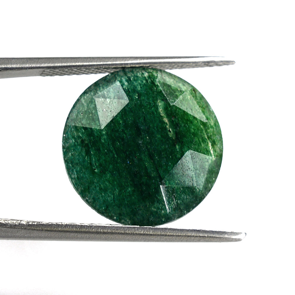 GREEN AVENTURINE QUARTZ ROSE CUT BRIOLETTE ROUND (DARK) 15MM 8.02 Cts.