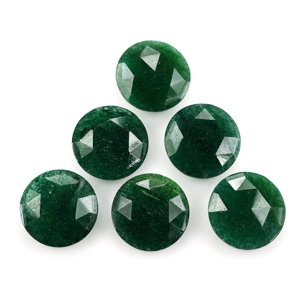 GREEN AVENTURINE QUARTZ ROSE CUT BRIOLETTE ROUND (DARK) 15MM 8.02 Cts.