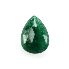 GREEN AVENTURINE QUARTZ ROSE CUT BRIOLETTE PEAR (DARK) 14X10MM 4.40 Cts.