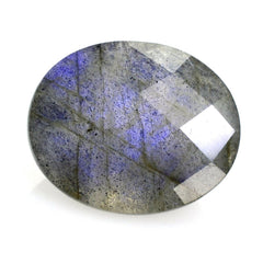 GREY LABRADORITE CHECKER CUT OVAL 11X9MM 3.08 Cts.