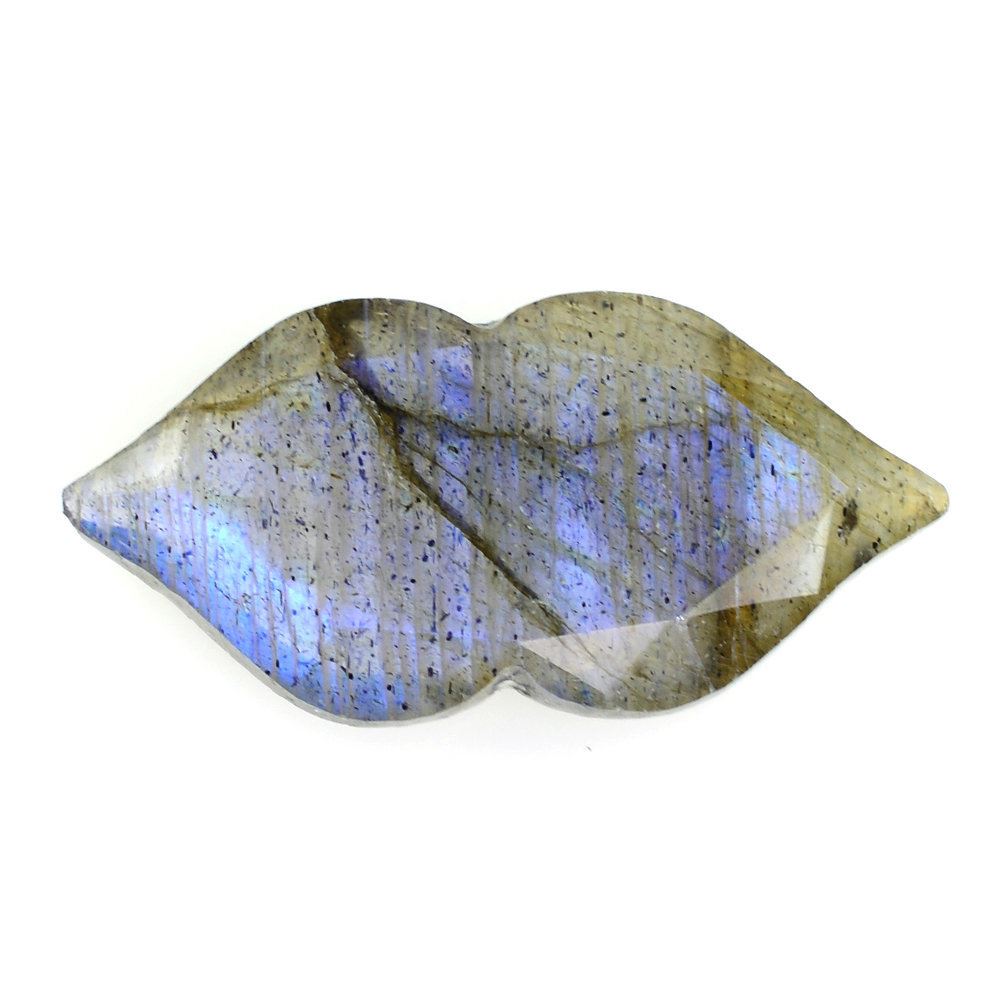 GREY LABRADORITE BOTH SIDE TABLE CUT LIPS (COPPER) 24X11.50MM 8.40 Cts.