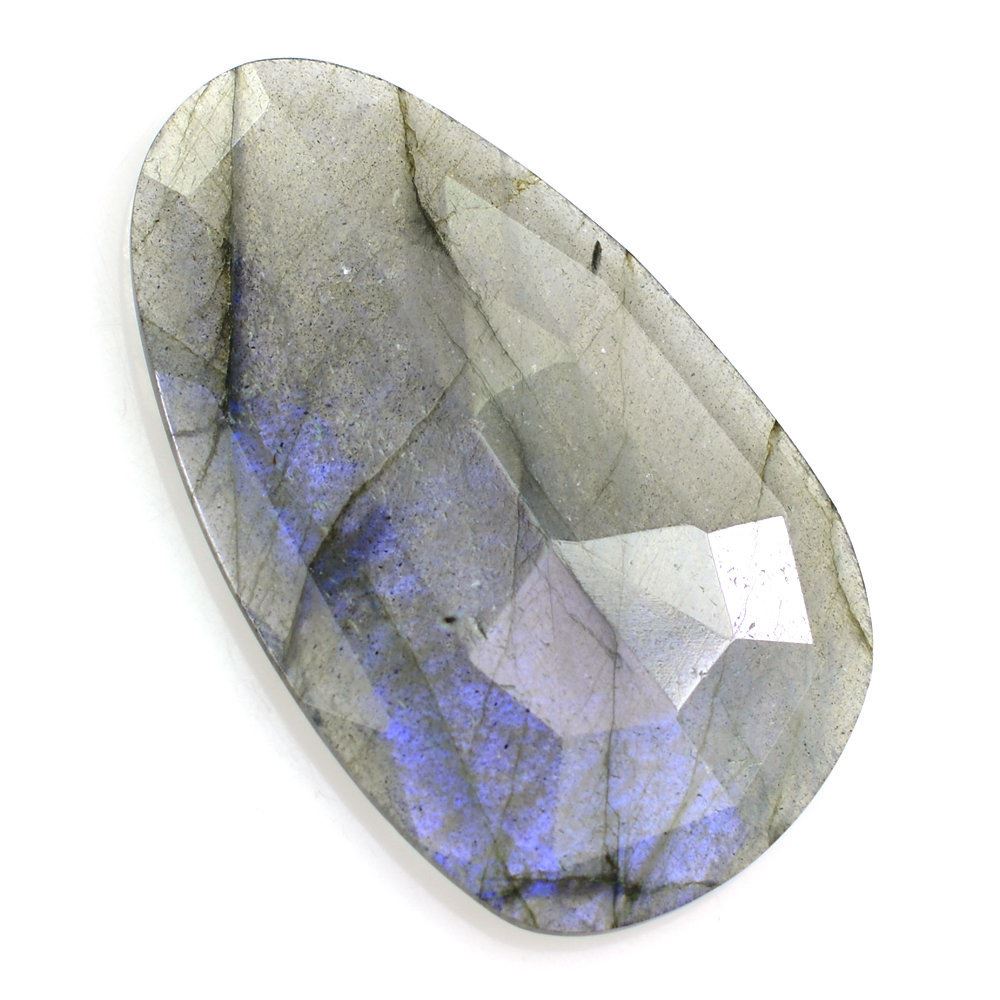 GREY LABRADORITE TABLE CUT TOP STEP CUT BACK IRREGULAR PEAR (SUPER) 33X20MM 19.97 Cts.