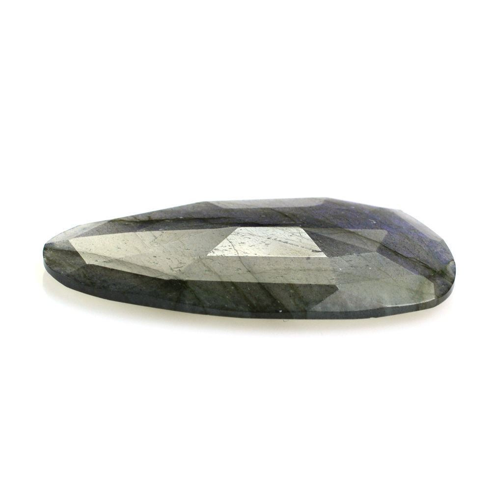 GREY LABRADORITE TABLE CUT TOP STEP CUT BACK IRREGULAR PEAR (SUPER) 33X20MM 19.97 Cts.