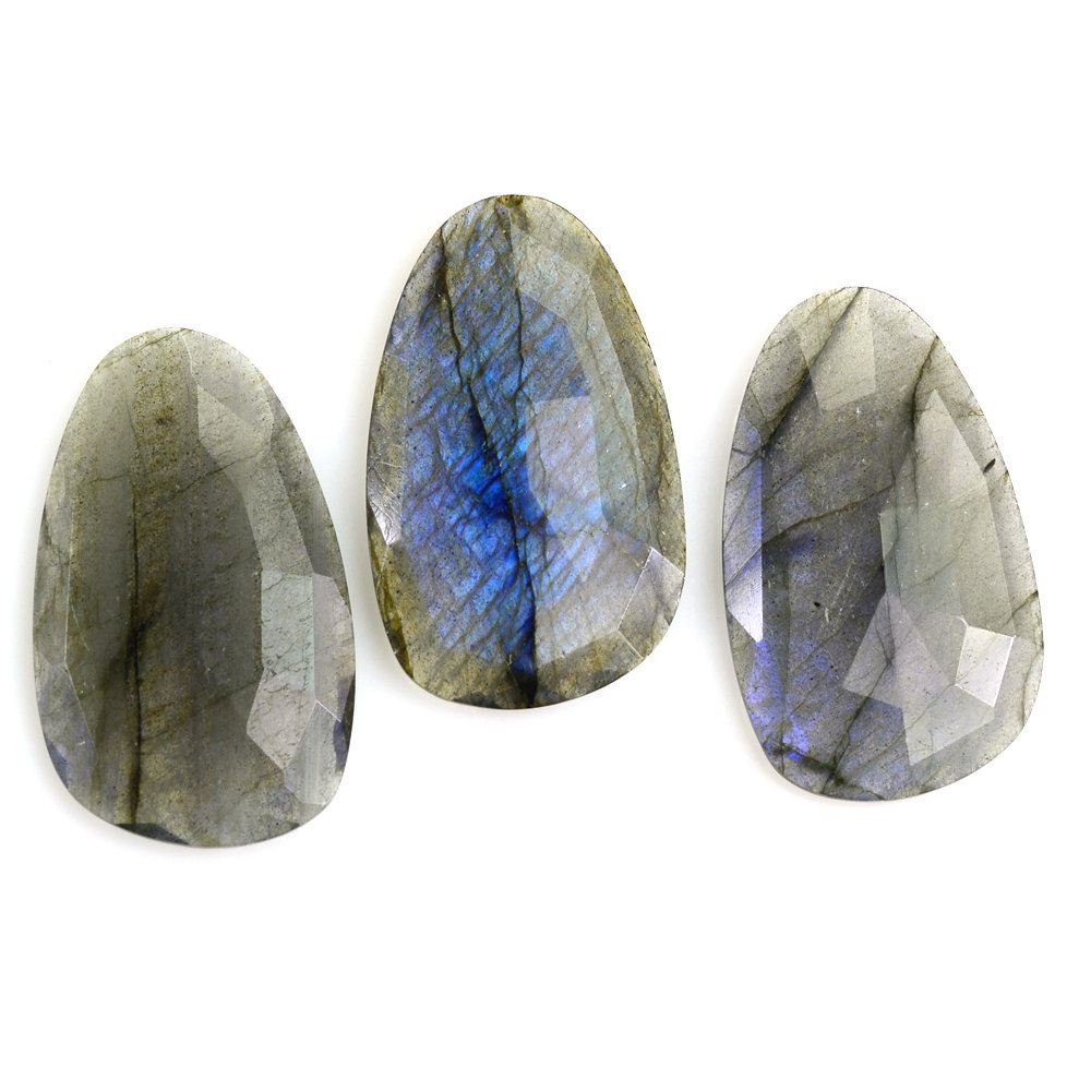 GREY LABRADORITE TABLE CUT TOP STEP CUT BACK IRREGULAR PEAR (SUPER) 33X20MM 19.97 Cts.