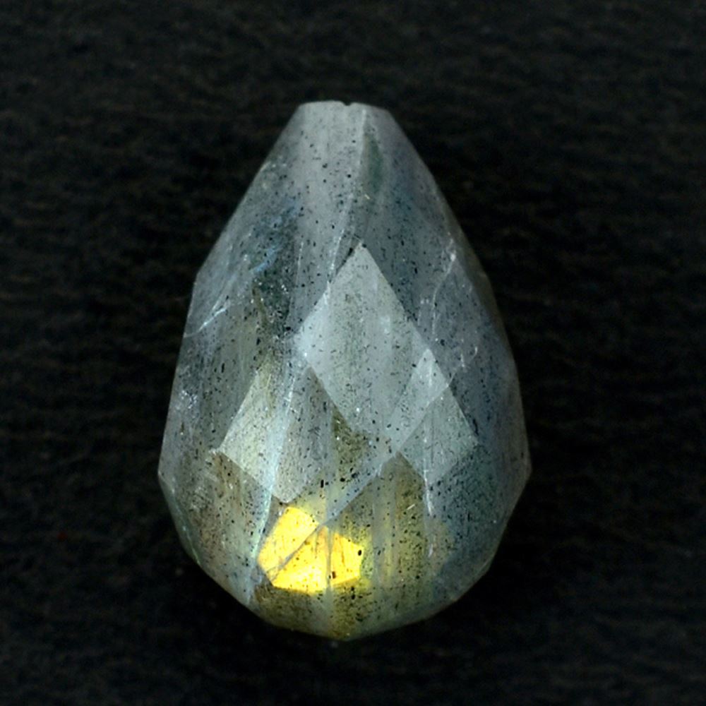 LABRADORITE CHECKER CUT FACETED DROP (GOLDEN/COPPER)(2ND)(H/D-1.00 MM) 14.00X10.00 MM 8.36 CTS