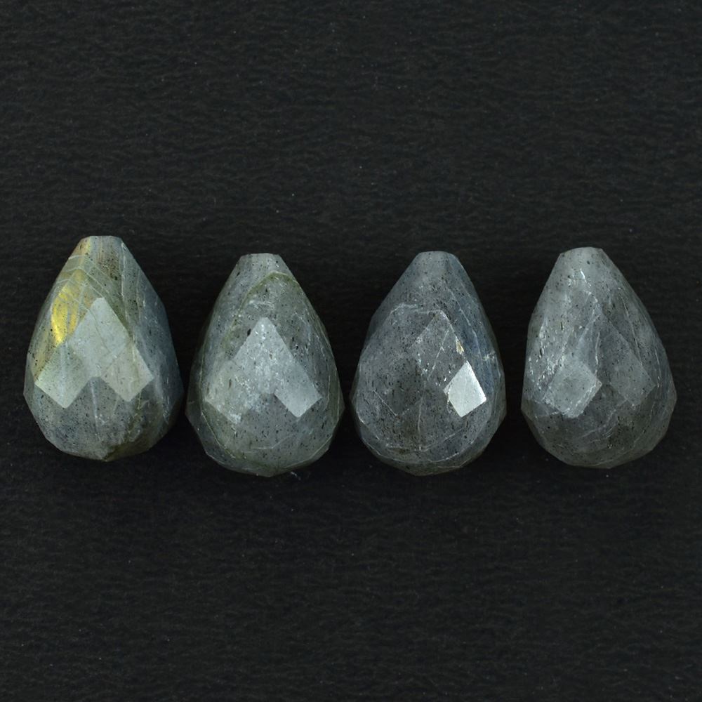 LABRADORITE CHECKER CUT FACETED DROP (GOLDEN/COPPER)(2ND)(H/D-1.00 MM) 14.00X10.00 MM 8.36 CTS