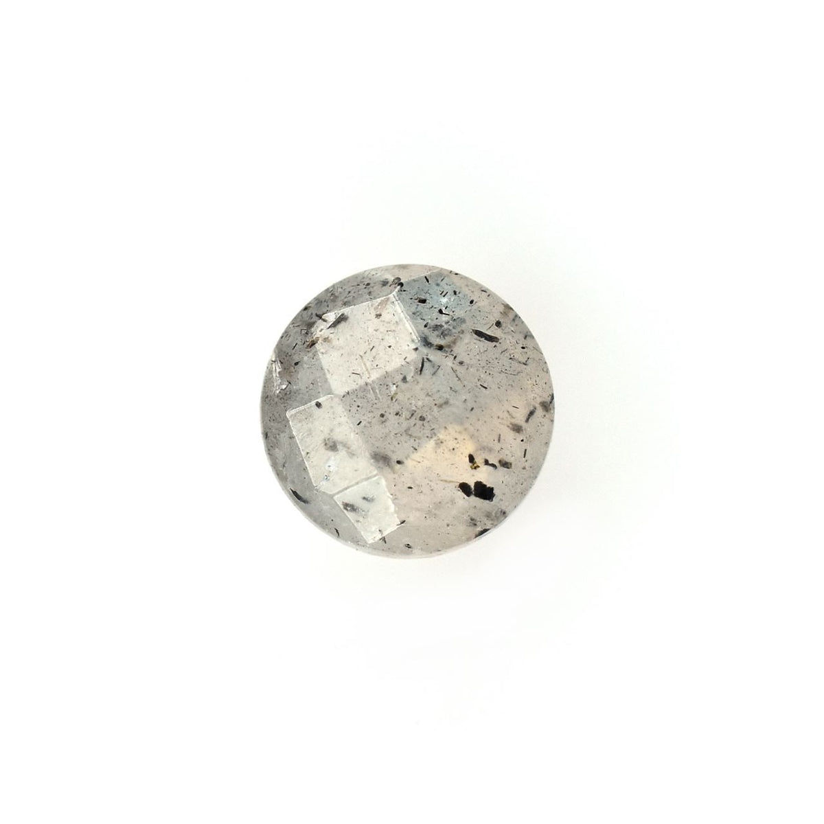 LABRADORITE CHECKER BRIOLETTE ROUND (COPPER POWER)(BLACK SPOTS & CRACKS) 6.00X6.00 MM 0.75 CTS