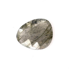 LABRADORITE ROSE CUT BRIOLETTE TRILLIANISH (BLUE GREEN POWER)(SOME BLACK SPOTS CRACKS) 13.00X11.00 MM 3.36 CTS